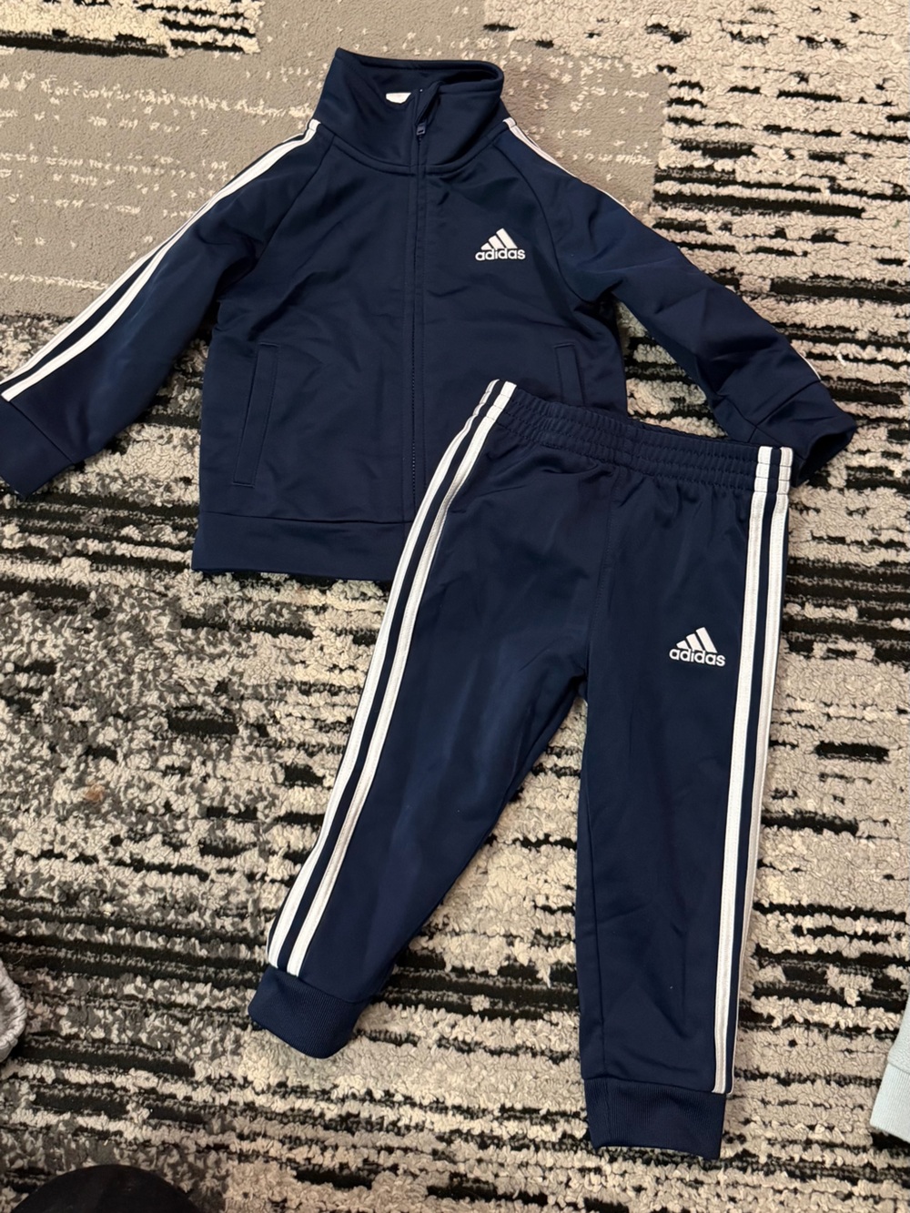 adidas Kids Navy and White Three-Stripe Track Jacket & Pants
